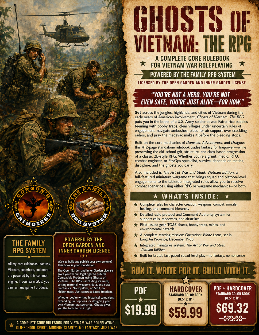 Ghosts of Vietnam: The RPG promotional sales sheet.